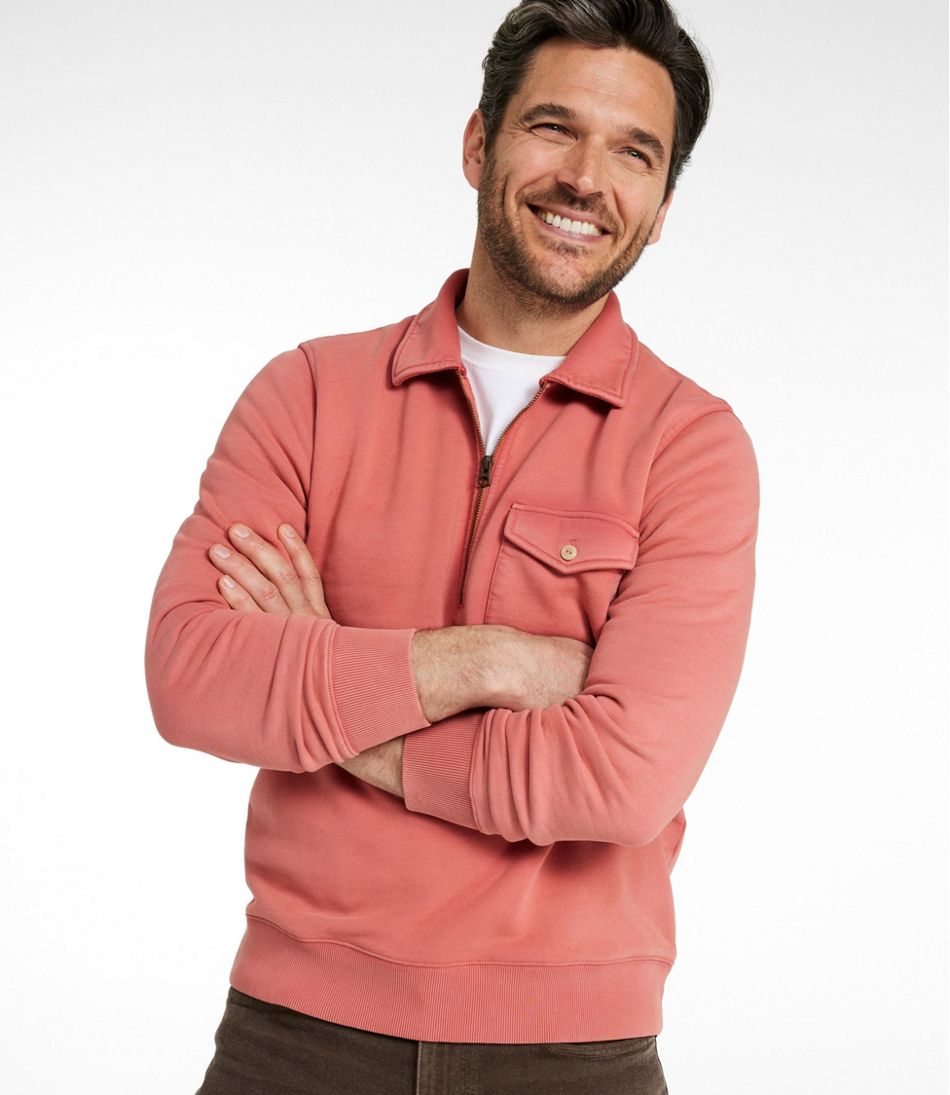 L.L.Bean | Men's Sunwashed Sweatshirt, Quarter-Zip Polo, Long-Sleeve