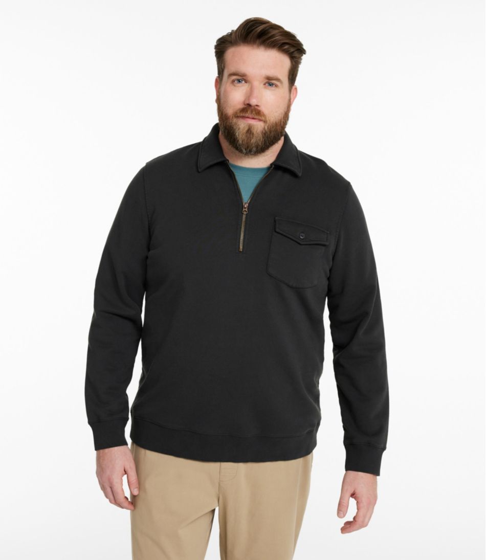 L.L.Bean | Men's Sunwashed Sweatshirt, Quarter-Zip Polo, Long-Sleeve