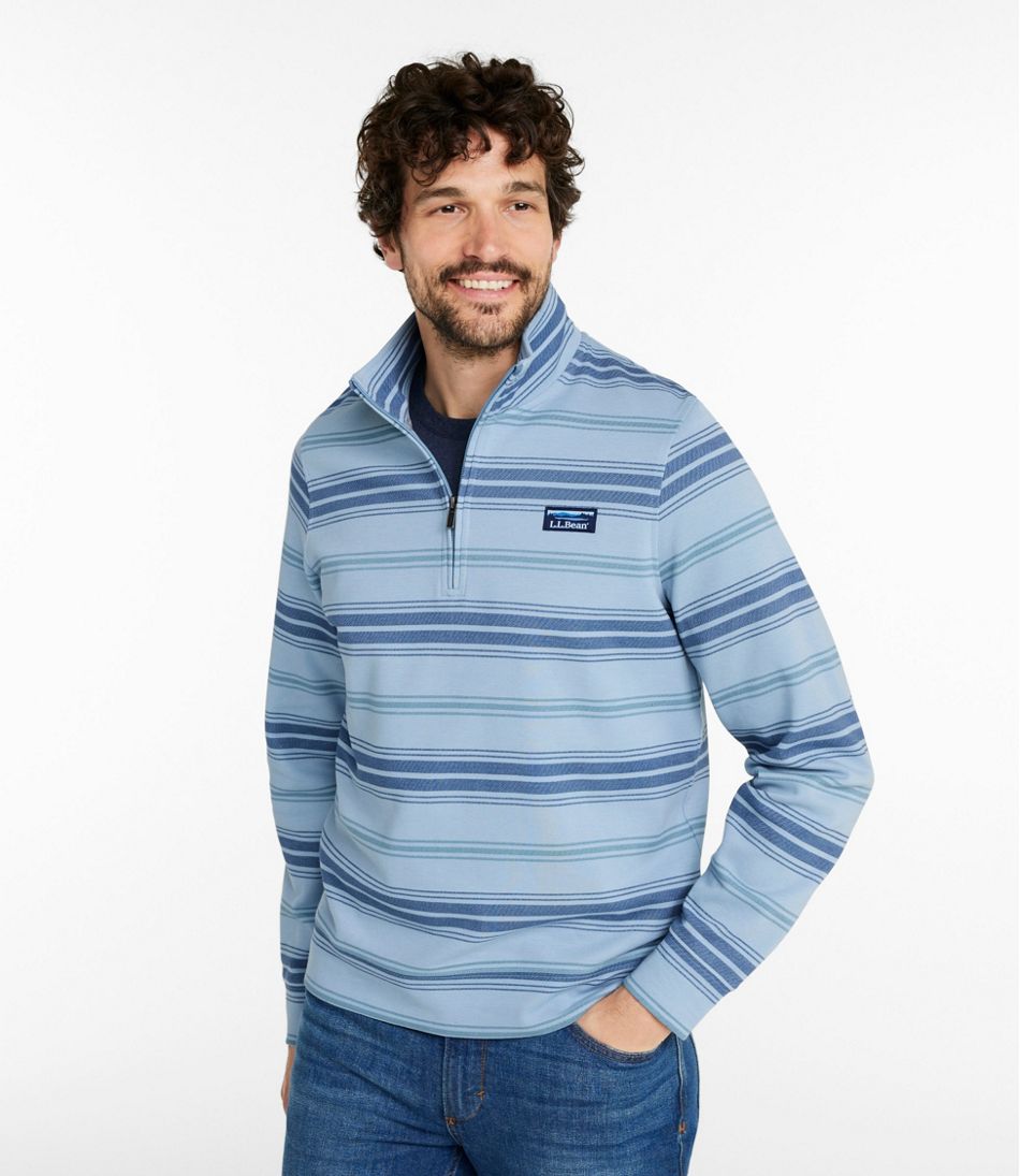 L.L.Bean | Men's Comfort Stretch Performance® Piqué, Quarter-Zip Pullover, Stripe