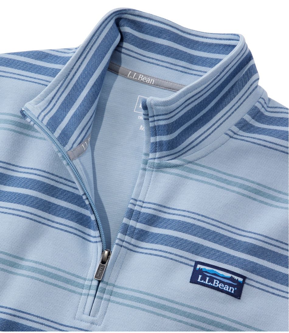L.L.Bean | Men's Comfort Stretch Performance® Piqué, Quarter-Zip Pullover, Stripe
