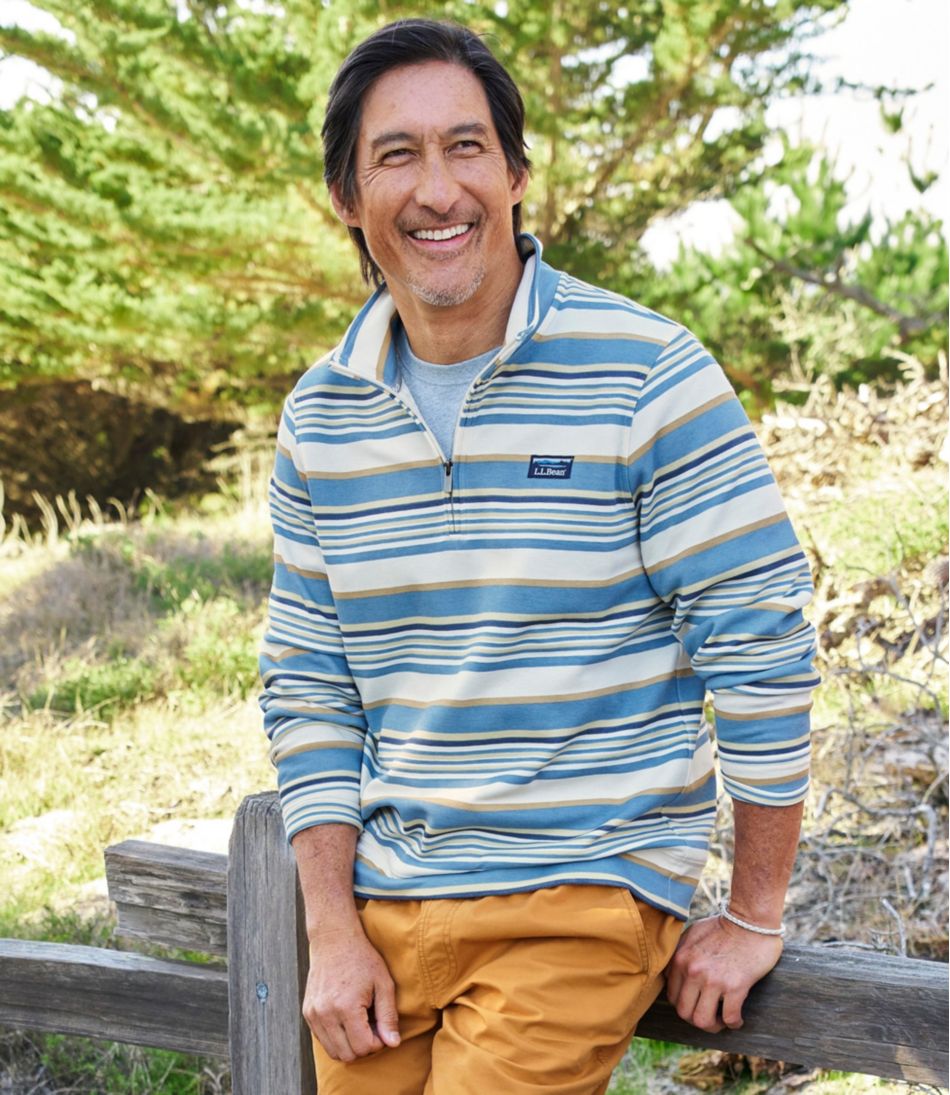 L.L.Bean | Men's Comfort Stretch Performance® Piqué, Quarter-Zip Pullover, Stripe