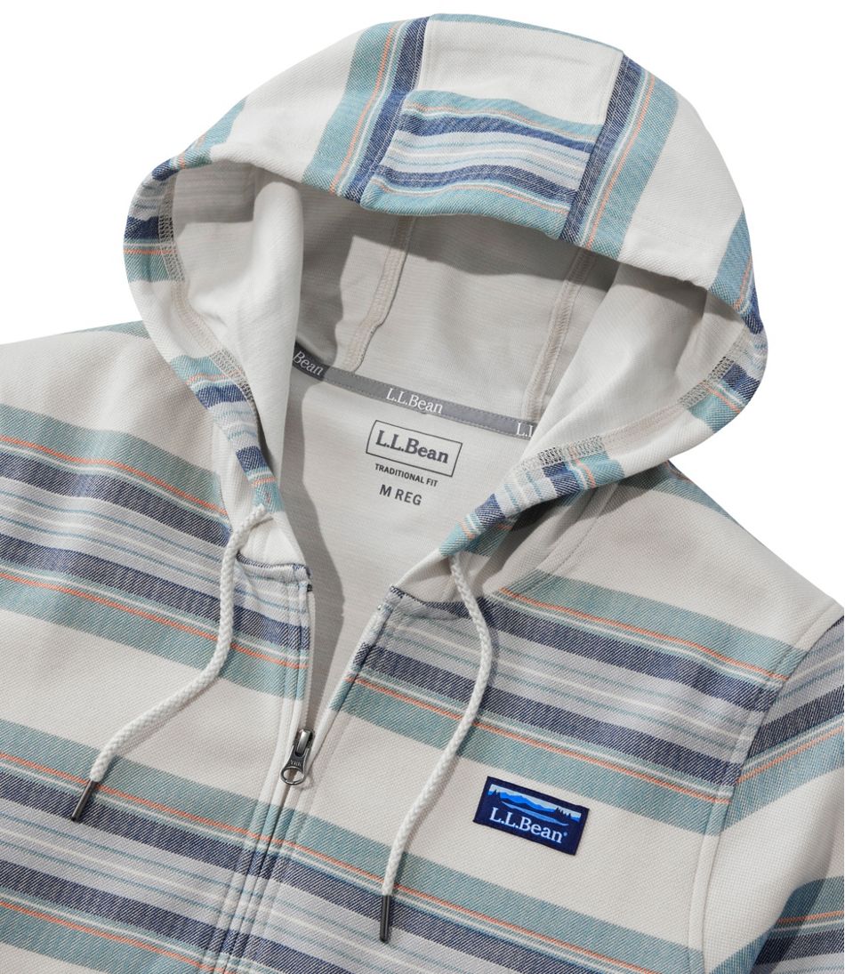 L.L.Bean | Men's Comfort Stretch Performance® Piqué, Full-Zip Hoodie, Stripe