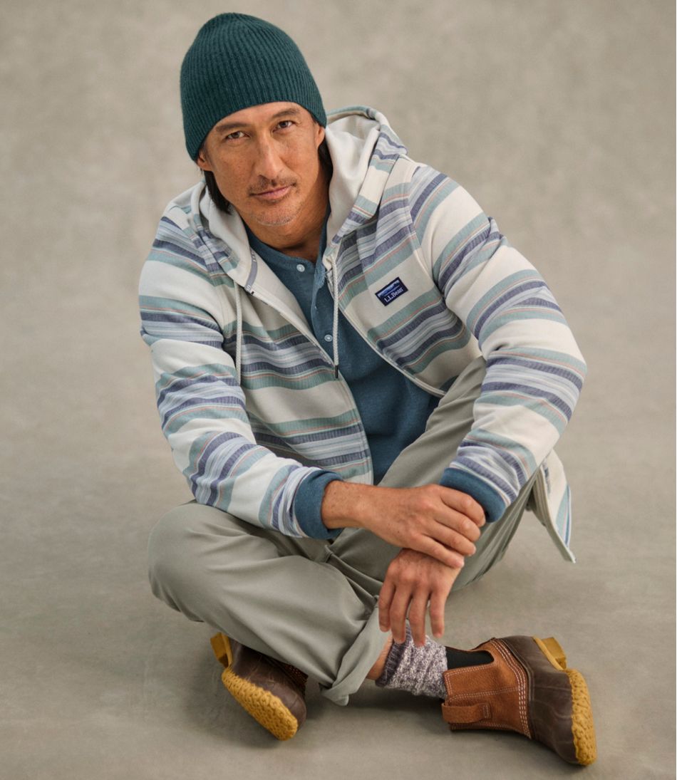 L.L.Bean | Men's Comfort Stretch Performance® Piqué, Full-Zip Hoodie, Stripe