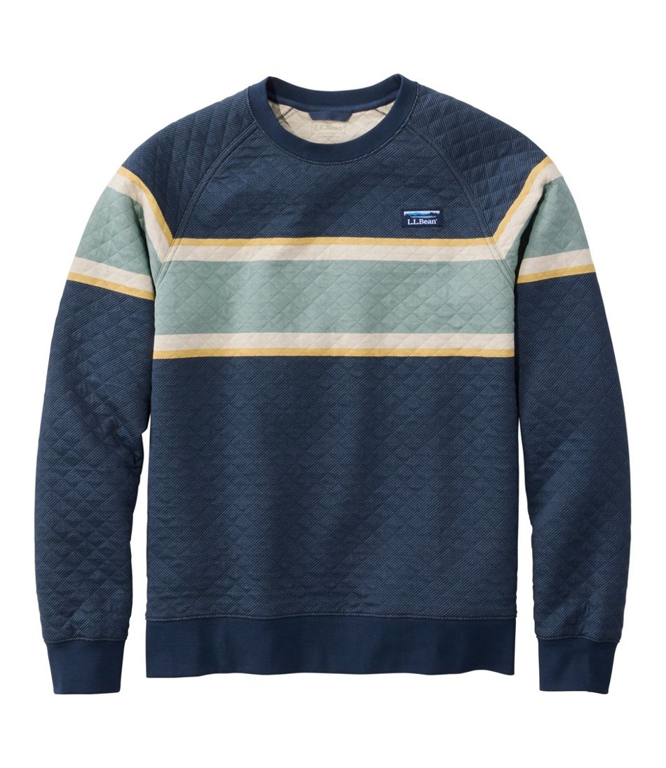 L.L.Bean | Men's Quilted Sweatshirt, Crewneck, Stripe