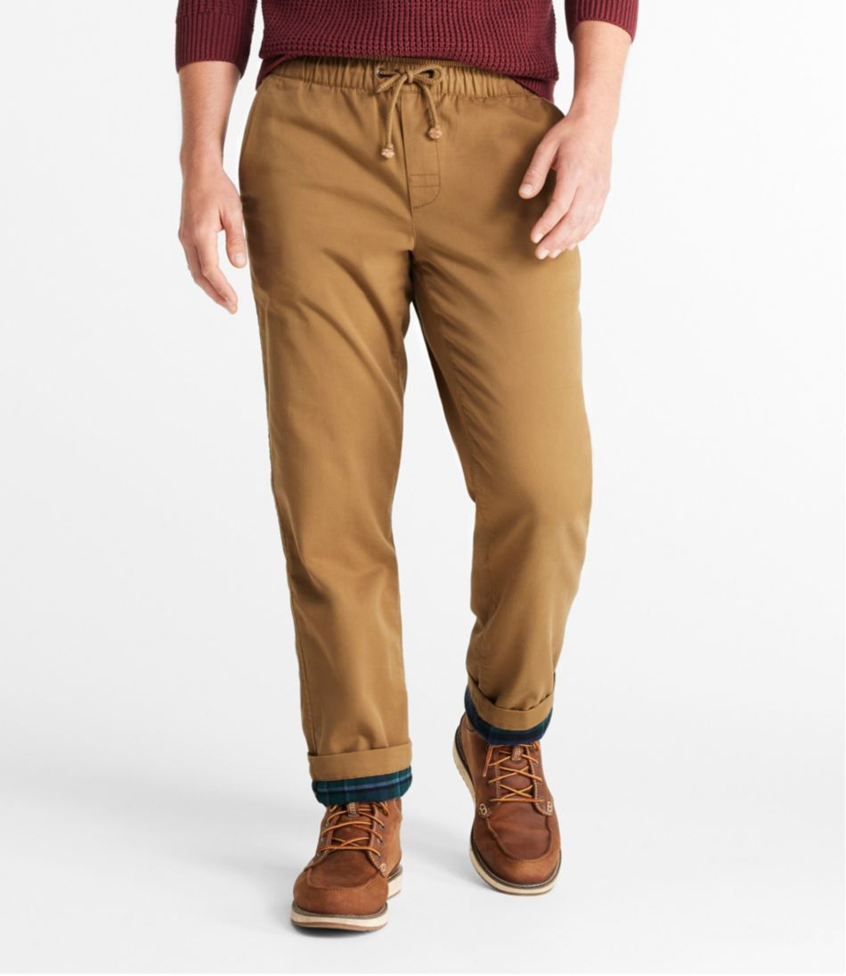 L.L.Bean | Men's Comfort Stretch Dock Pants, Standard Fit, Straight Leg, Flannel-Lined