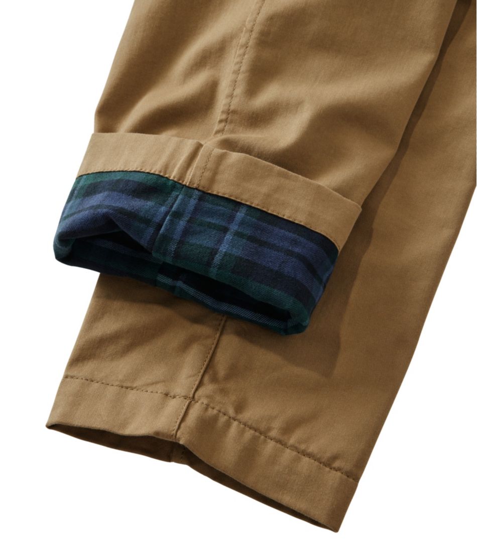 L.L.Bean | Men's Comfort Stretch Dock Pants, Standard Fit, Straight Leg, Flannel-Lined
