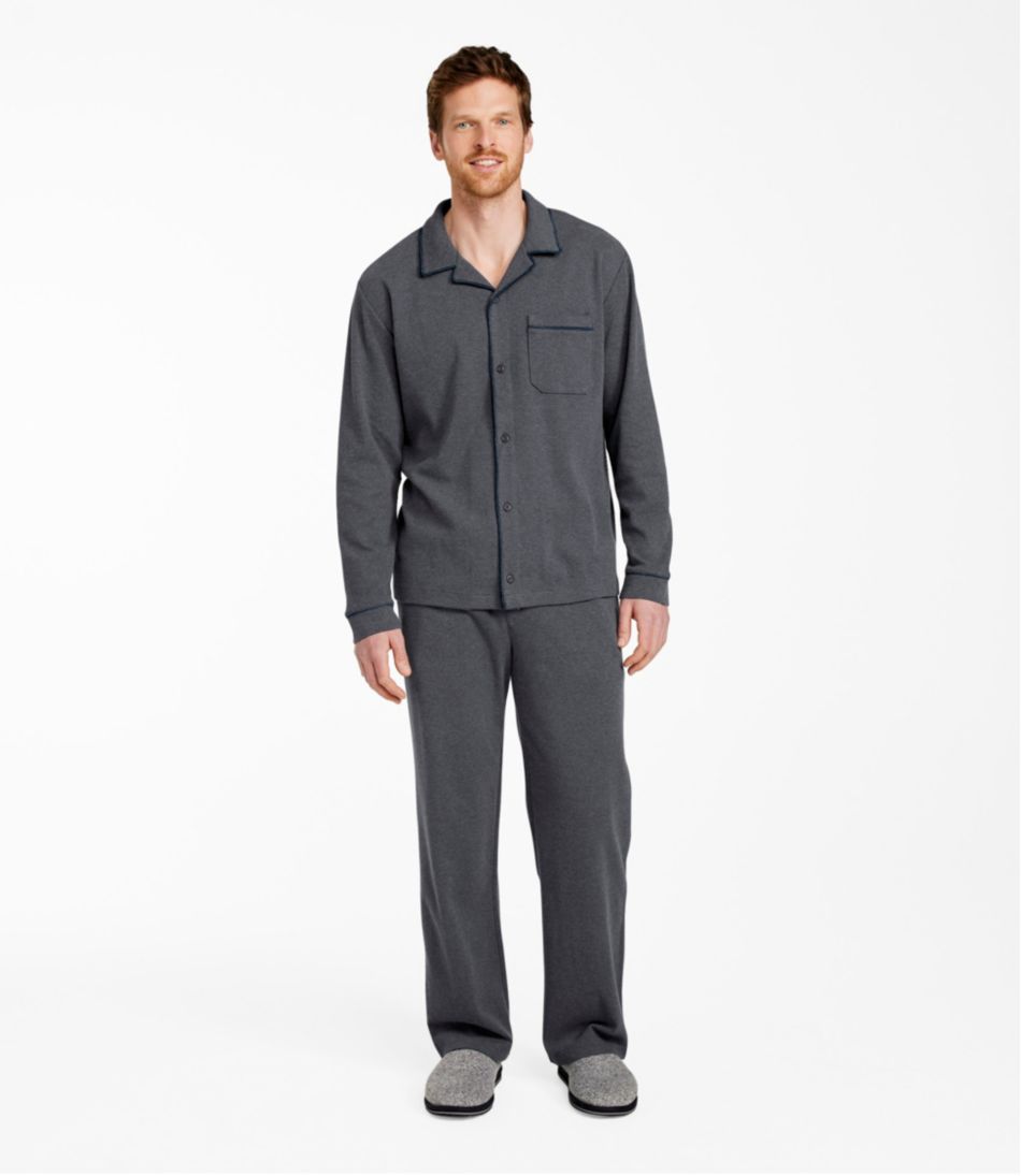 L.L.Bean | Men's Bean's Cotton Knit Pajamas, Button-Front PJ Set