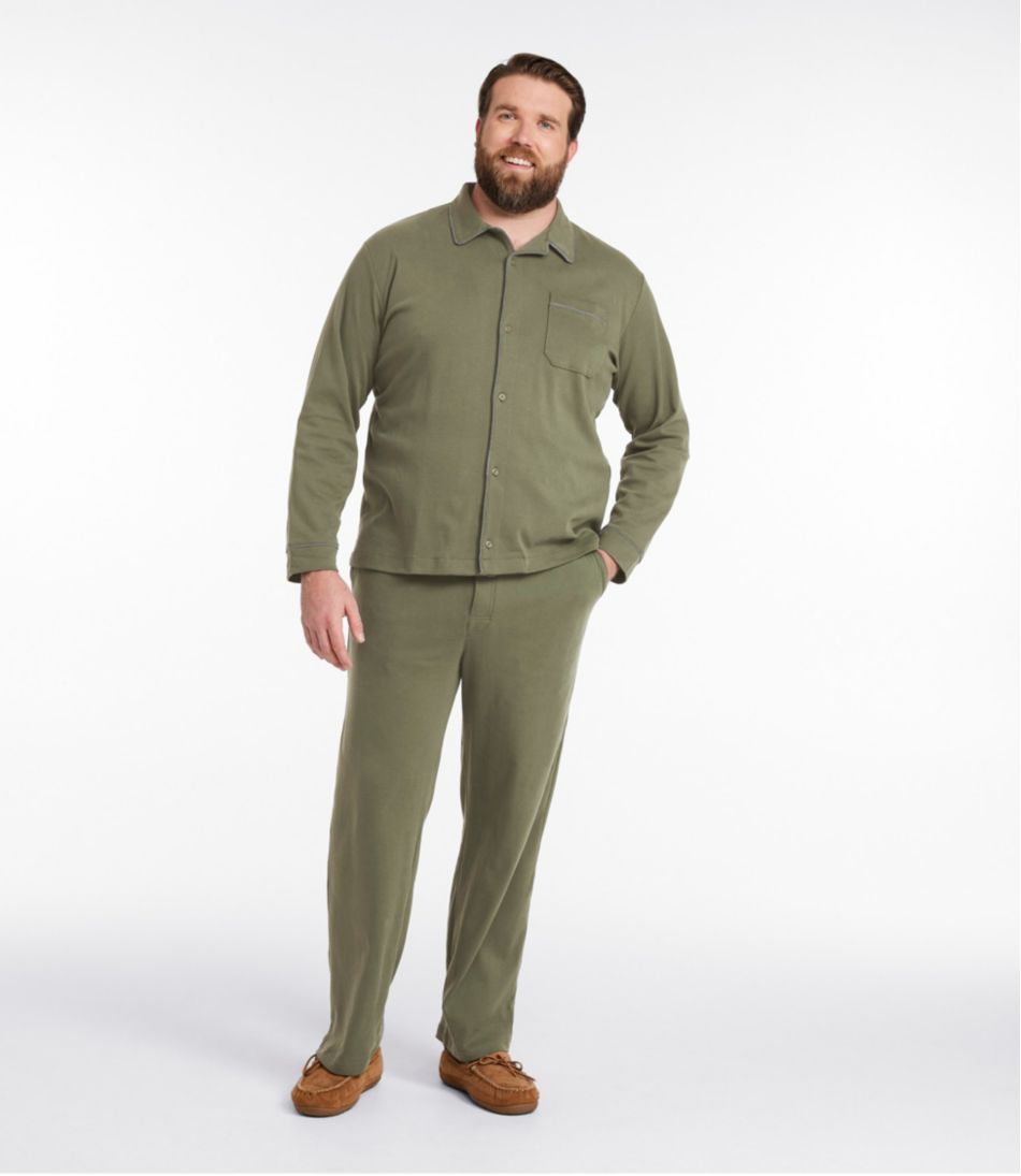L.L.Bean | Men's Bean's Cotton Knit Pajamas, Button-Front PJ Set