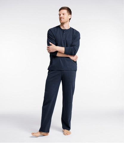 L.L.Bean | Men's Bean's Cotton Knit Pajamas, Henley PJ Set
