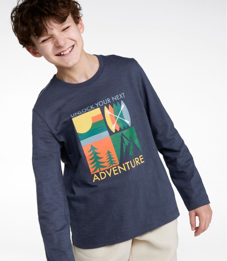 L.L.Bean | Kids' Graphic Tee, Long-Sleeve Glow-in-the-Dark