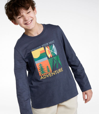 L.L.Bean | Kids' Graphic Tee, Long-Sleeve Glow-in-the-Dark