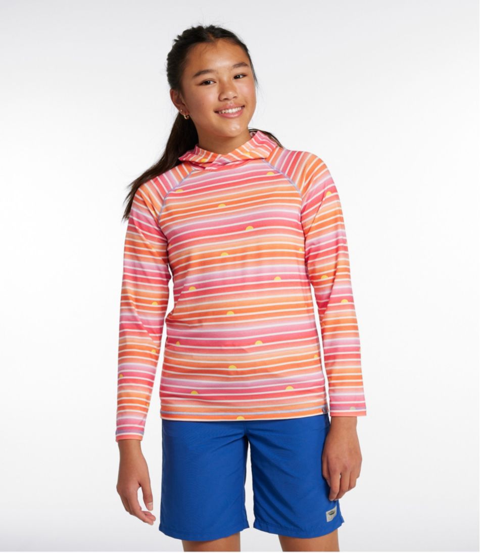 L.L.Bean | Kids' Everyday SunSmart® Hooded Tee, Long-Sleeve Stripe