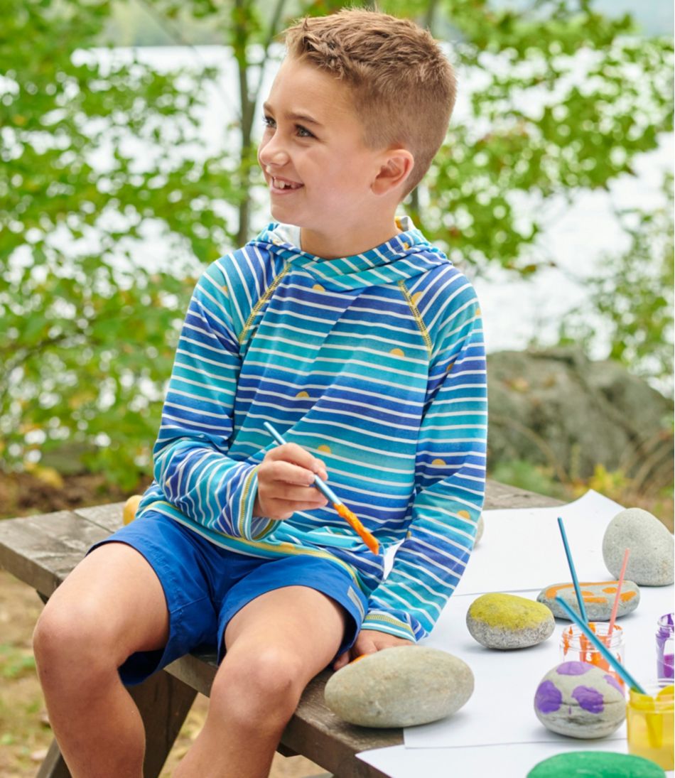 L.L.Bean | Kids' Everyday SunSmart® Hooded Tee, Long-Sleeve Stripe