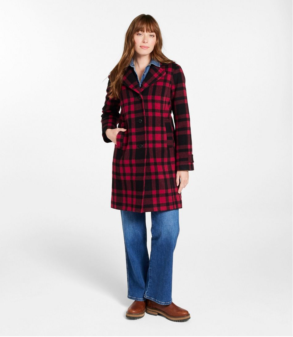 L.L.Bean | Women's Classic Lambswool Polo Coat, Three-Quarter, Pattern