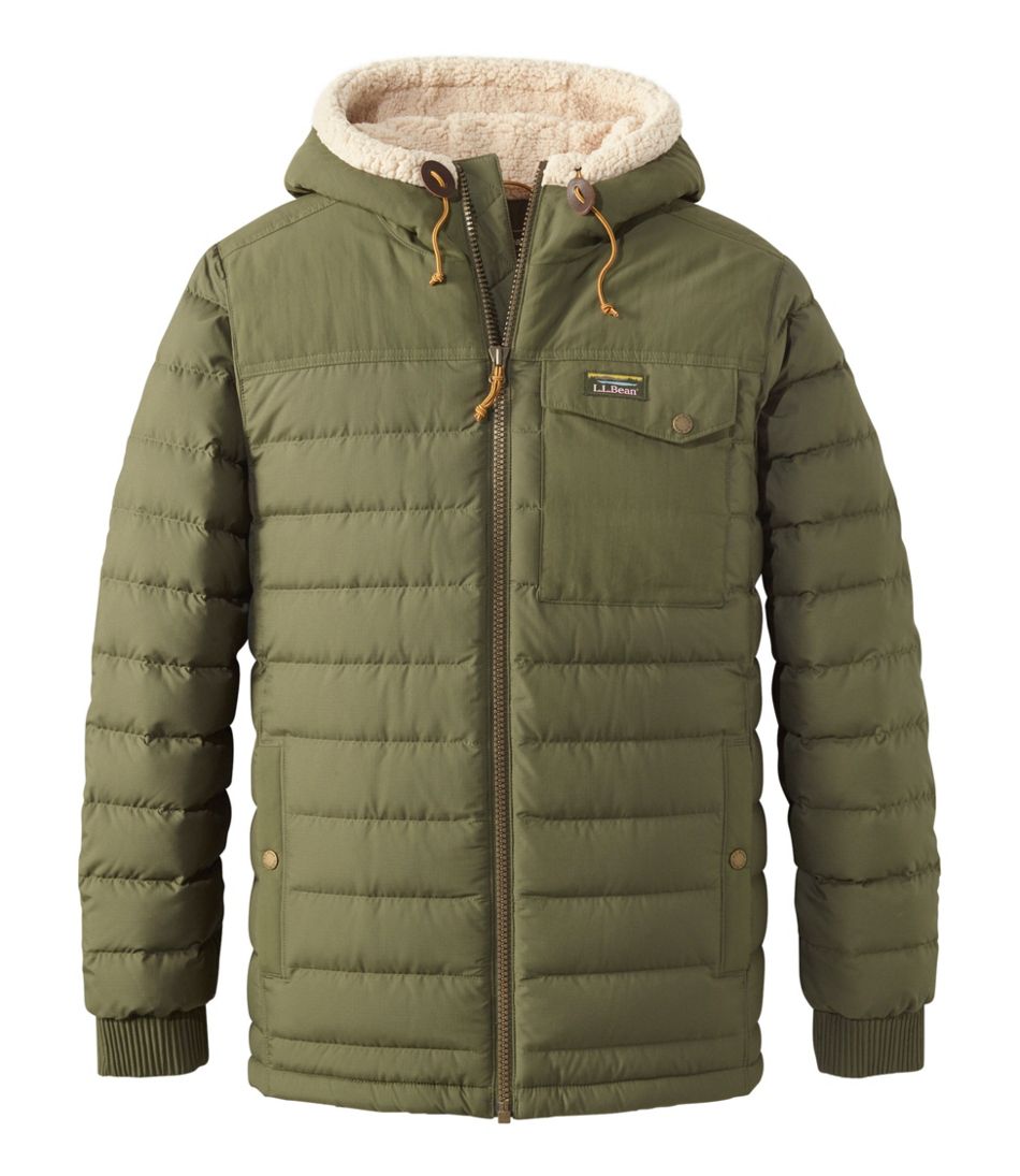 L.L.Bean | Men's Mountain Classic Down Hooded Jacket, Sherpa-Lined