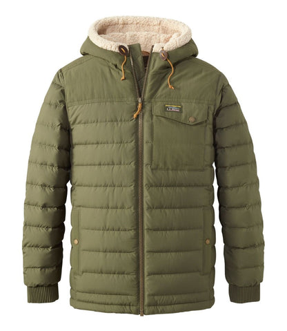 L.L.Bean | Men's Mountain Classic Down Hooded Jacket, Sherpa-Lined