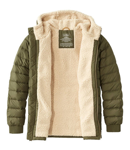 L.L.Bean | Men's Mountain Classic Down Hooded Jacket, Sherpa-Lined
