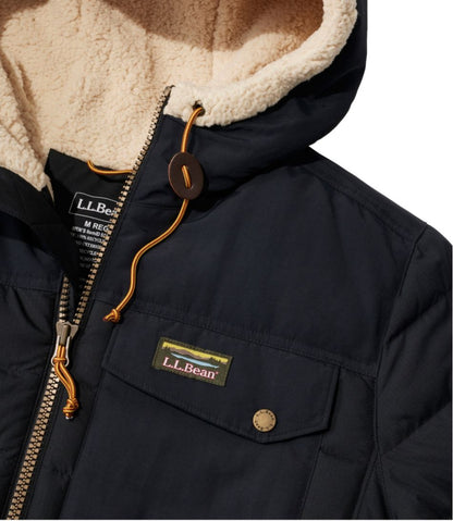 L.L.Bean | Men's Mountain Classic Down Hooded Jacket, Sherpa-Lined