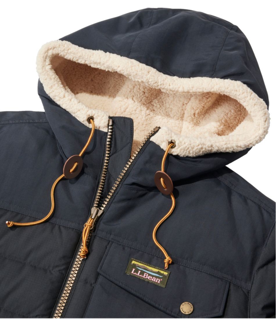 L.L.Bean | Men's Mountain Classic Down Hooded Jacket, Sherpa-Lined
