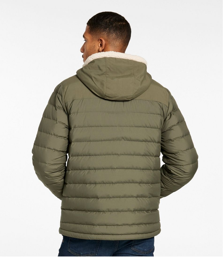 L.L.Bean | Men's Mountain Classic Down Hooded Jacket, Sherpa-Lined