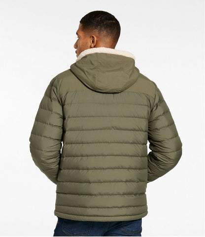 L.L.Bean | Men's Mountain Classic Down Hooded Jacket, Sherpa-Lined