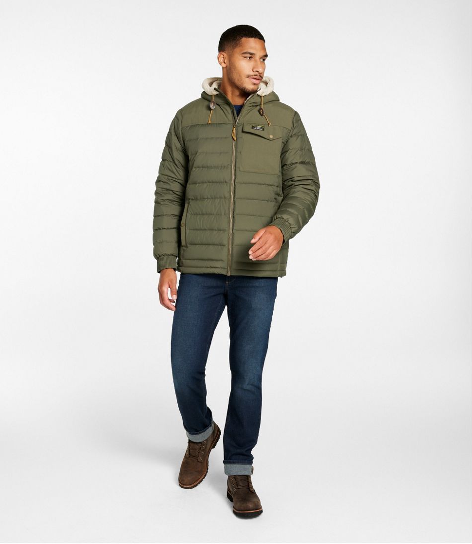 L.L.Bean | Men's Mountain Classic Down Hooded Jacket, Sherpa-Lined