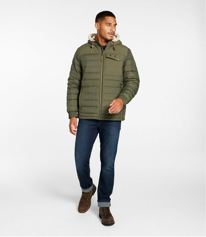L.L.Bean | Men's Mountain Classic Down Hooded Jacket, Sherpa-Lined