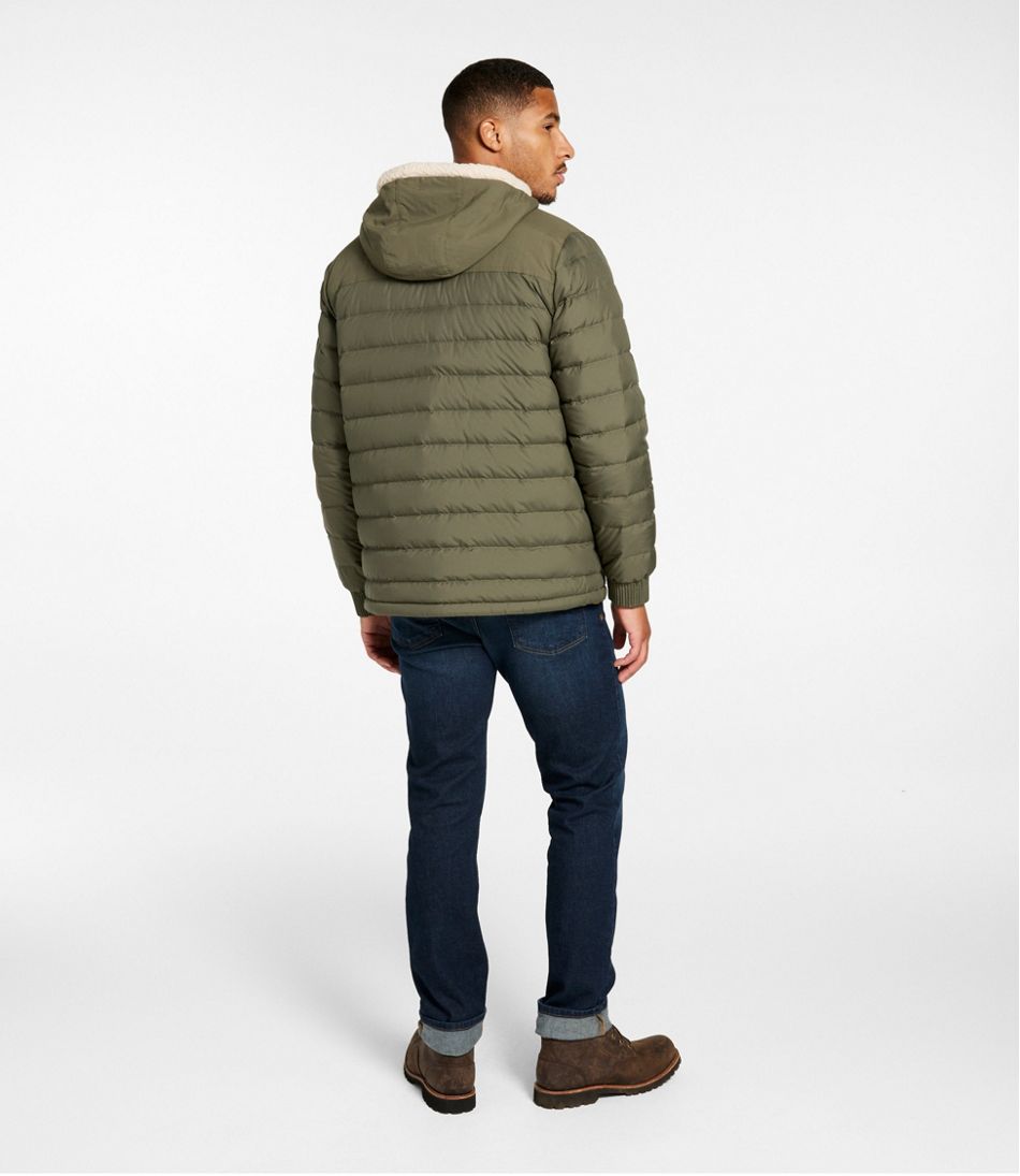 L.L.Bean | Men's Mountain Classic Down Hooded Jacket, Sherpa-Lined