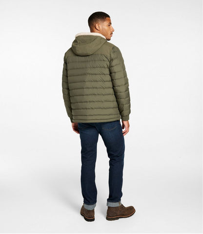 L.L.Bean | Men's Mountain Classic Down Hooded Jacket, Sherpa-Lined