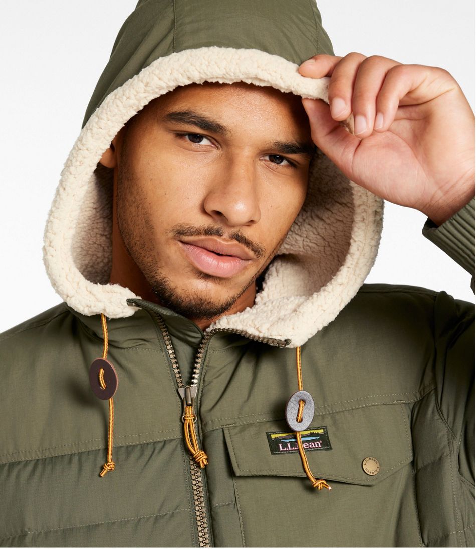 L.L.Bean | Men's Mountain Classic Down Hooded Jacket, Sherpa-Lined
