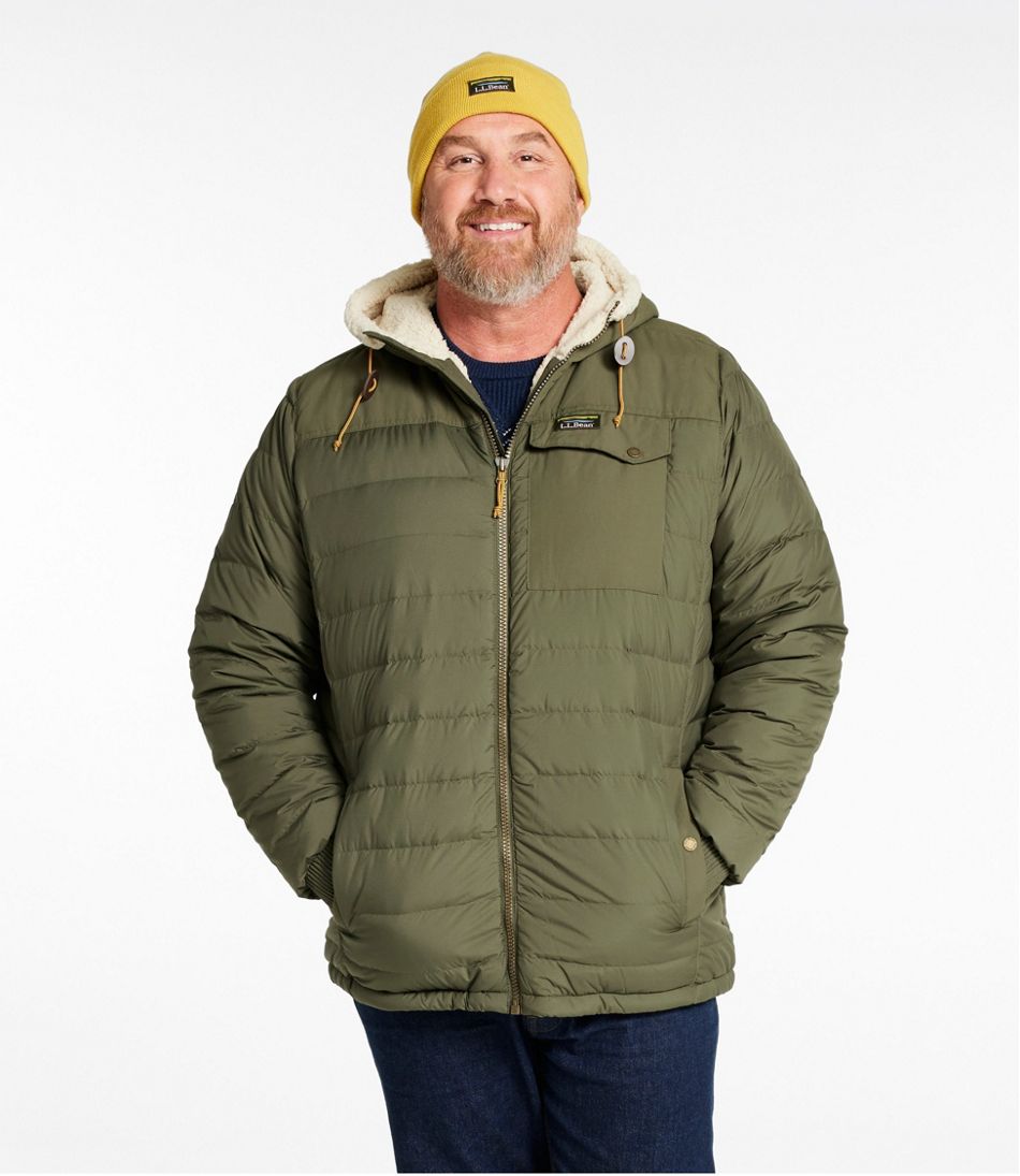 L.L.Bean | Men's Mountain Classic Down Hooded Jacket, Sherpa-Lined