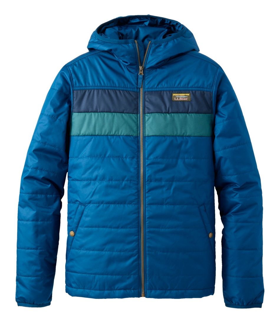 L.L.Bean | Men's Mountain Classic Puffer Hooded Jacket, Colorblock