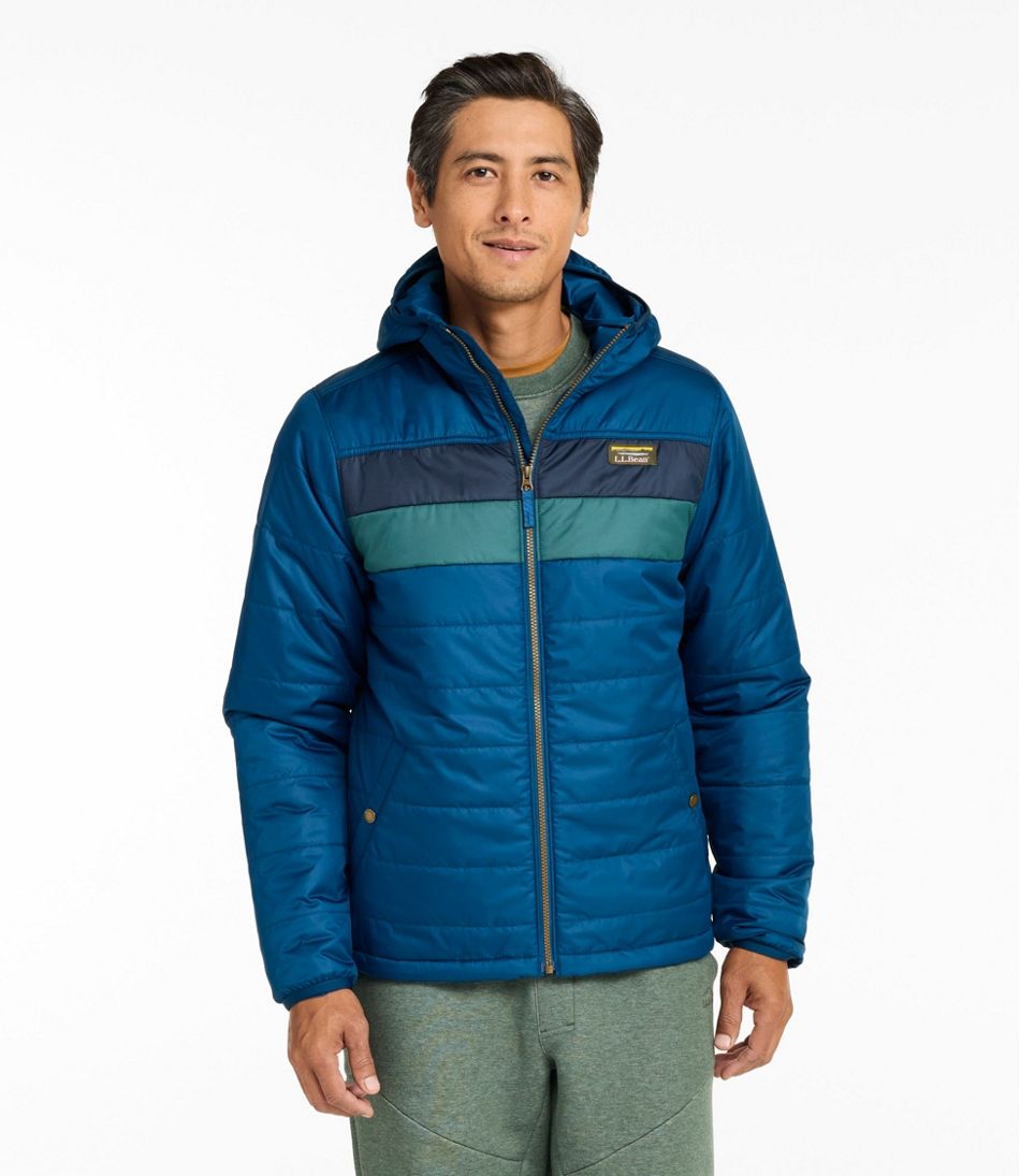 L.L.Bean | Men's Mountain Classic Puffer Hooded Jacket, Colorblock