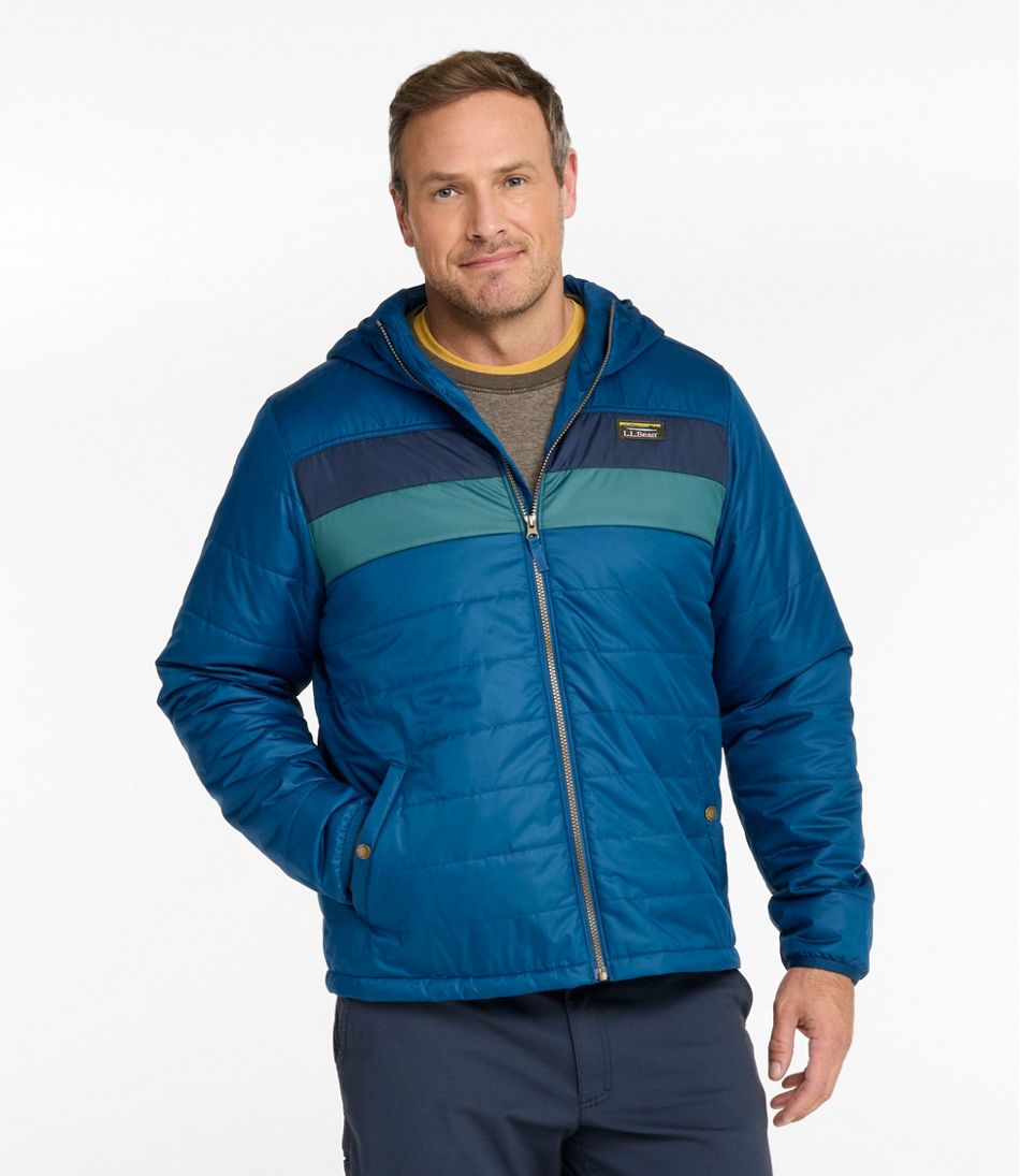L.L.Bean | Men's Mountain Classic Puffer Hooded Jacket, Colorblock