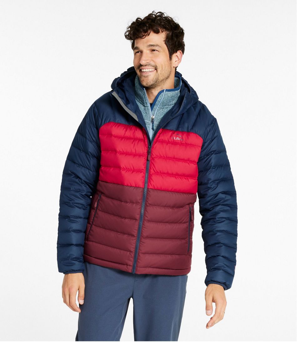 L.L.Bean | Men's Bean's Down Hooded Jacket, Colorblock