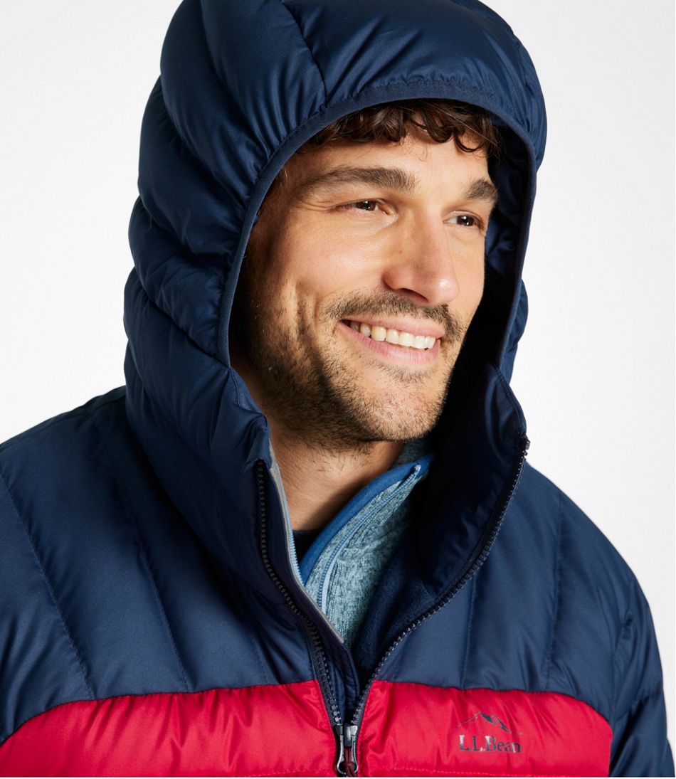 L.L.Bean | Men's Bean's Down Hooded Jacket, Colorblock