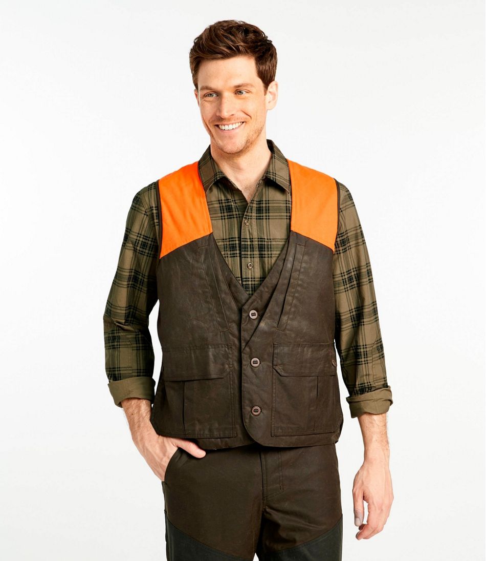 L.L.Bean | Men's Double L Waxed-Cotton Upland Vest, Hunter Orange