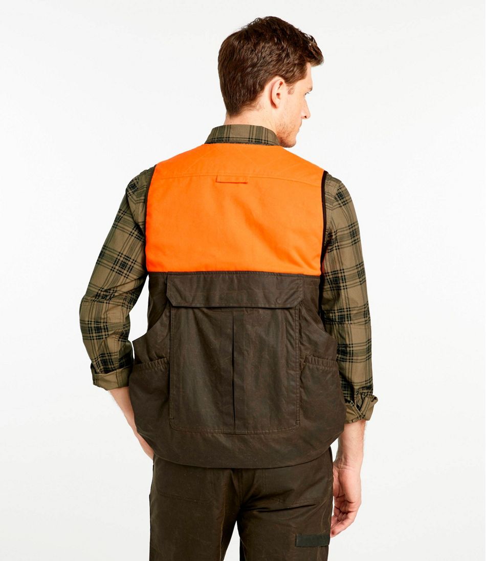 L.L.Bean | Men's Double L Waxed-Cotton Upland Vest, Hunter Orange