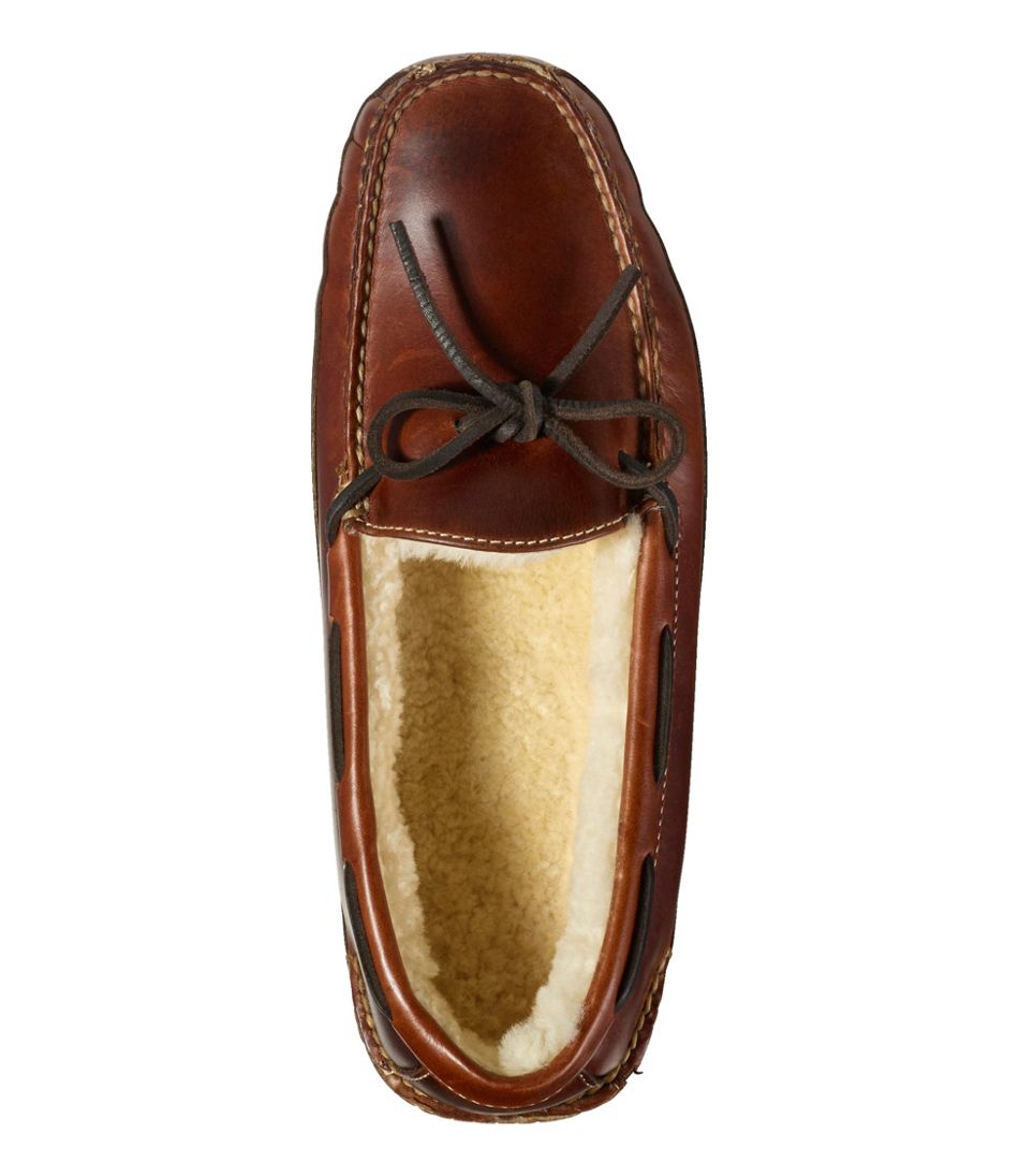 L.L.Bean | Men's Leather Double-Sole Slippers, Shearling-Lined