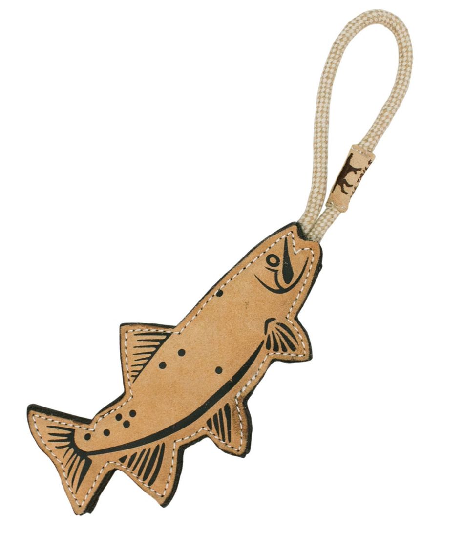 L.L.Bean | Natural Leather and Wool Fish Dog Tug Toy