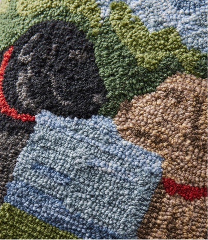 L.L.Bean | Indoor/Outdoor Hooked Pillow, Mountain Dogs
