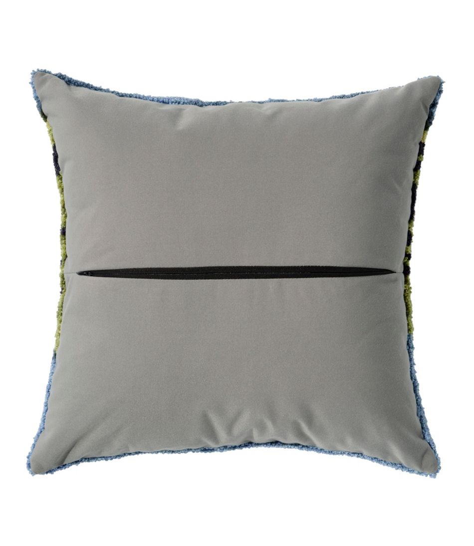 L.L.Bean | Indoor/Outdoor Hooked Pillow, Lakeside Mountain Scene