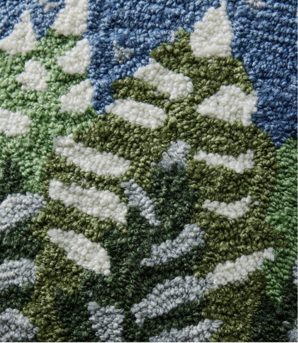 L.L.Bean | Indoor/Outdoor Hooked Pillow, Frosted Trees