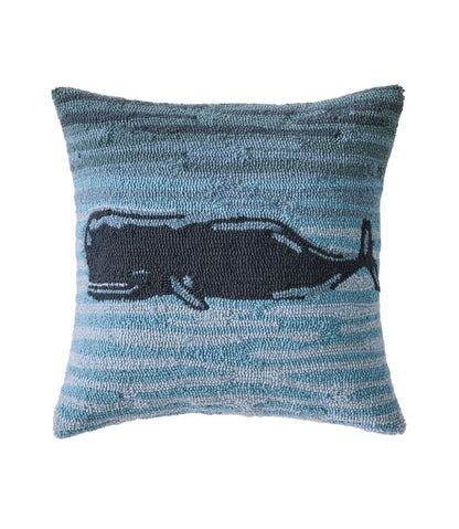 L.L.Bean | Indoor/Outdoor Hooked Pillow, 18x18 Whale