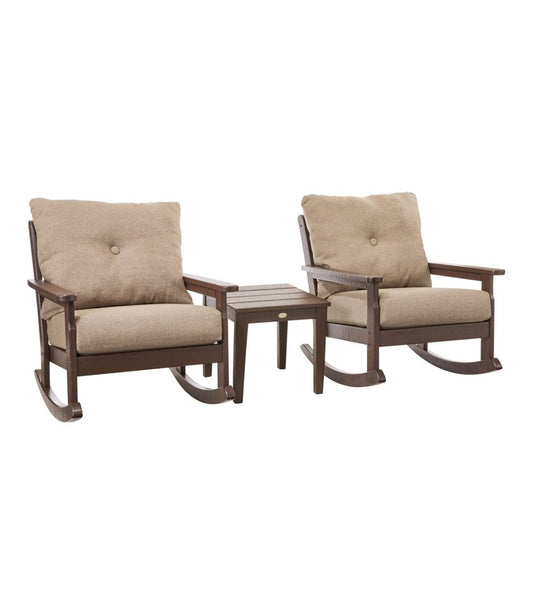 L.L.Bean | All-Weather Patio Rocker Set with Side Table, Mahogany