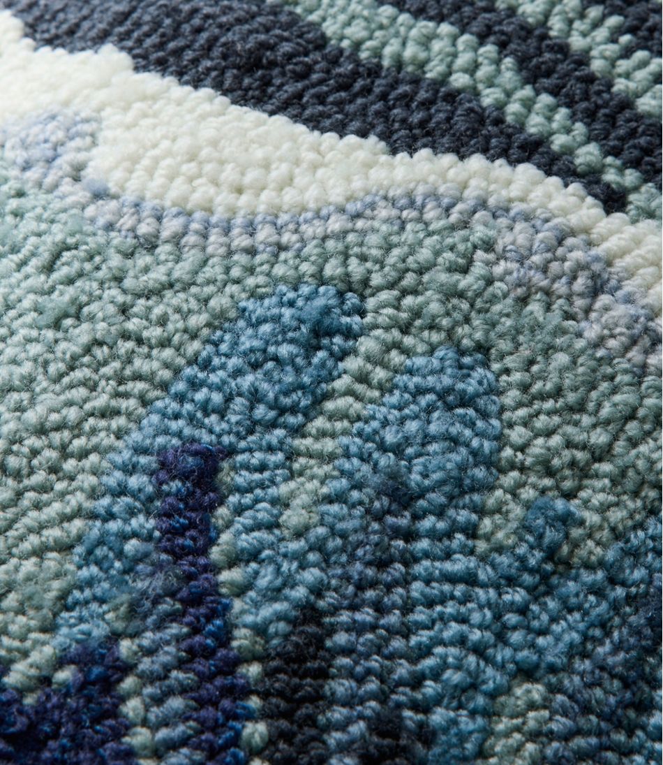 L.L.Bean | Indoor/Outdoor Hooked Pillow, 18x18 Ocean Waves