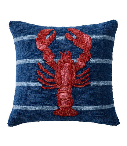 L.L.Bean | Indoor/Outdoor Hooked Pillow, 18x18 Lobster