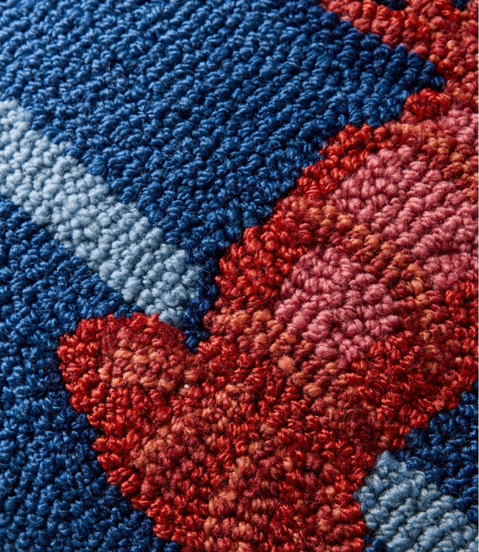L.L.Bean | Indoor/Outdoor Hooked Pillow, 18x18 Lobster