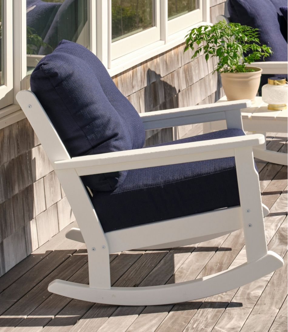 L.L.Bean | All-Weather Patio Rocker with Textured Cushion, White