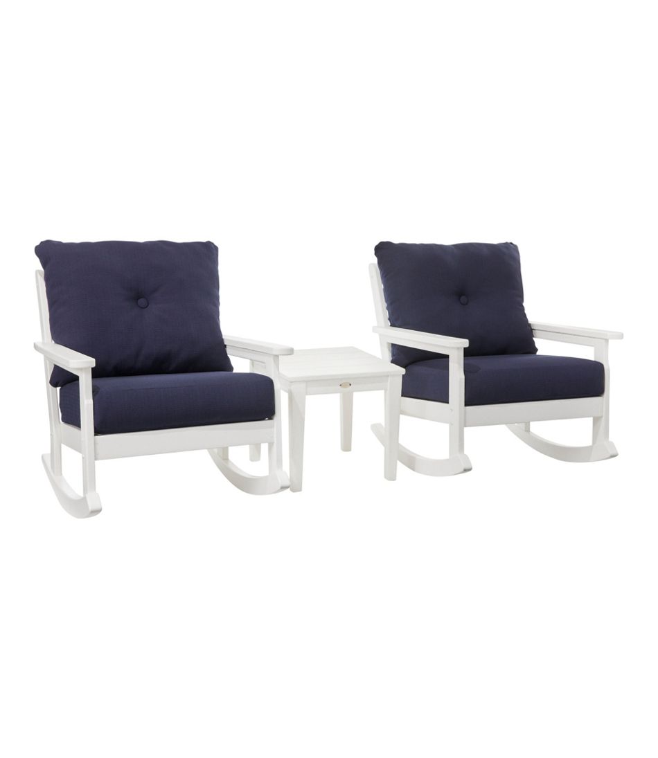 L.L.Bean | All-Weather Patio Rocker Set with Side Table, White